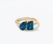 sapphire toi et moi ring blue gemstone dual stone ring dainty stacking ring for women